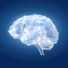 Abstract glowing brain, polygonal