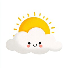 Smiling Cloud and Sunny Day Cartoon Illustration