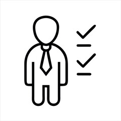  people icon with check list businessman silhouette vector icon on white back round