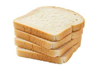 A stack of five white bread slices, ready for toasting or making a sandwich, isolated on a transparent background