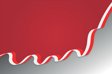 An elegant and modern background design element featuring a wavy ribbon in the colors of the Indonesian flag. Perfect for celebratory and patriotic themes.