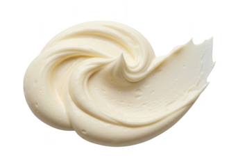 A dollop of creamy mayonnaise with a flowing texture, isolated on a transparent background