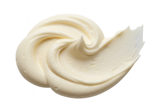 A dollop of creamy mayonnaise with a flowing texture, isolated on a transparent background