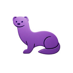 Fototapeta premium Cute cartoon purple ferret standing with a happy expression on a white background