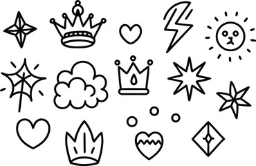 Set of Unique Hand Drawn Doodle Icons
