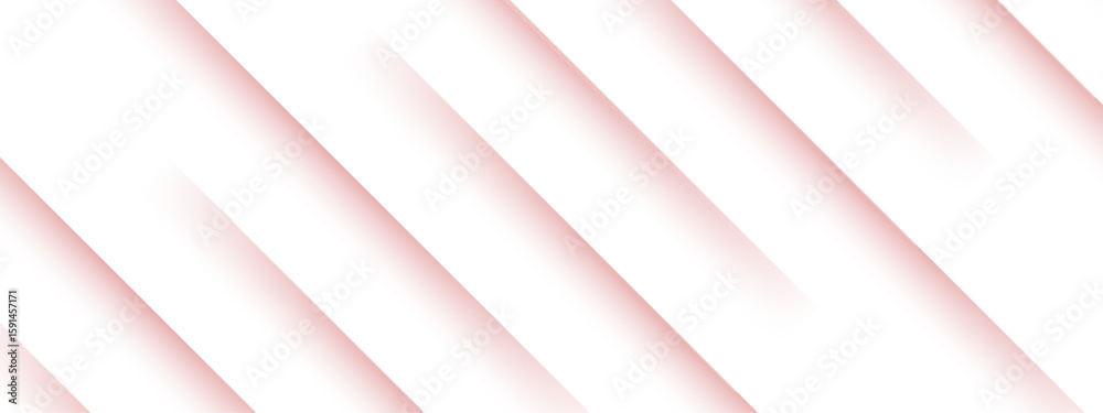 Wall mural abstract minimalist background design with diagonal stripes with soft pink shadows on a white backdr