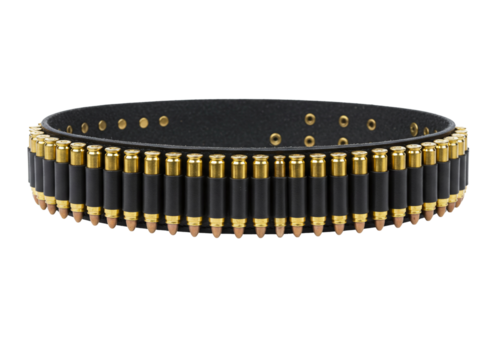 A belt of bullets isolated on transparent background