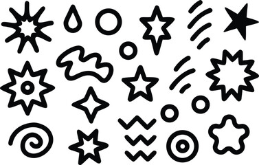 Collection of Abstract Doodle Icons in a Grid