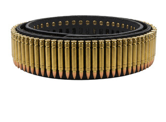 A belt of bullets isolated on transparent background