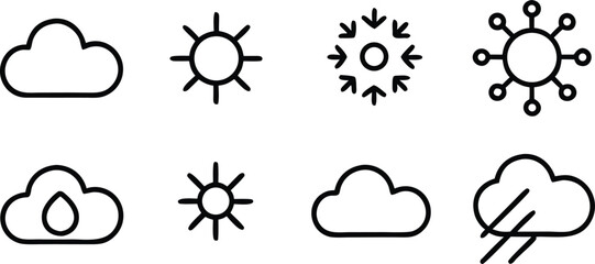 Set of Weather Icons Arranged in a Clear Photo Grid