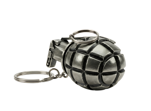 A detailed military hand grenade isolated on transparent background