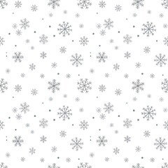 Winter Snowflake Pattern: Subtle Grey on White, Seamless Festive Design, Holiday Background