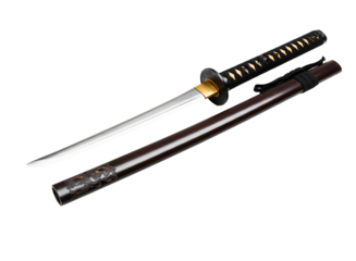 Traditional japanese katana sword and scabbard isolated on transparent background