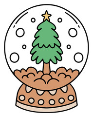 Playful cartoon christmas theme illustrations icons