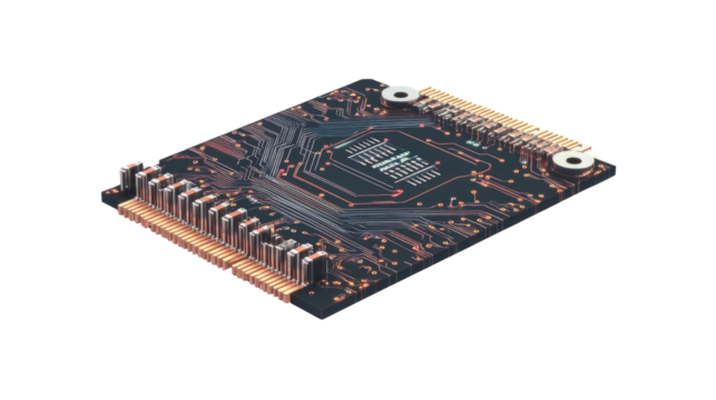 Artificial intelligence computer processor chip closeup isolated on white background
