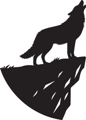 Howling Wolf Silhouette Vector Black and White