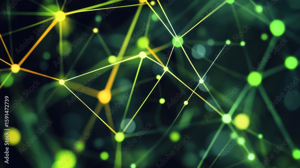 Poster abstract glowing network connection with lines and dots concept