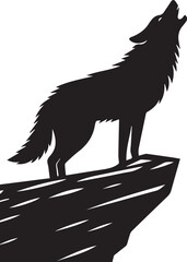 Howling Wolf Silhouette Vector Black and White