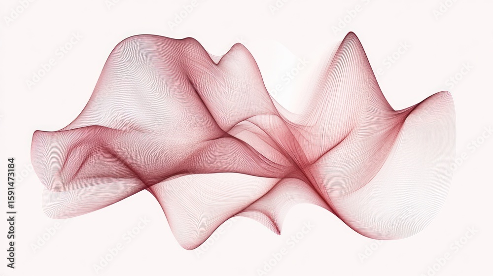 Fototapete Abstract Waveform Gradient Background with Delicate Crimson Tones and Rhythmic Line Structure