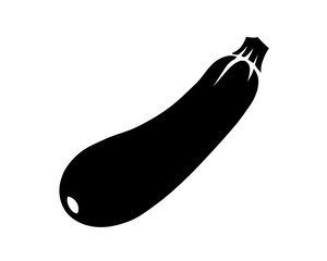 Purple eggplant icon, label in silhouette style, simple vegetable icon isolated on white background
