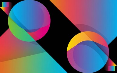 Abstract Colorful Overlapping Circles and Triangles Design