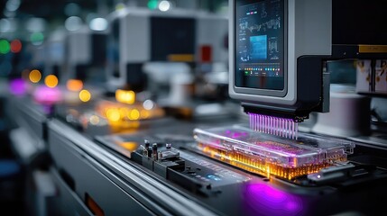 Automated Gene Sequencing Systems for High-Throughput DNA Sequencing, Genome Mapping, CRISPR Gene Editing, Precision Medicine, and Biotechnology Research in Molecular Biology Laboratories.