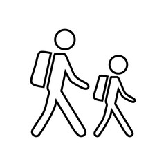 Obraz premium Walking with a bag isolated icon graphic vector