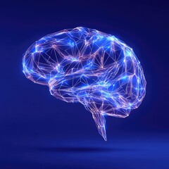 Abstract brain, polygonal, glowing