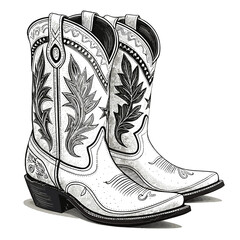 Vector Illustration of Cowboy Cowgirl Boots isolated on white