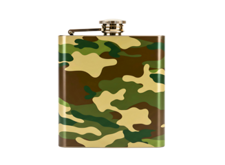 Camouflage hip flask for drinks isolated on transparent background