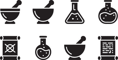 Six to Eight Solid Black Filled Circles on Transparent Background shape graphic