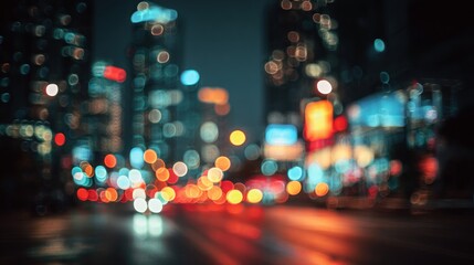 Blurry city lights at night