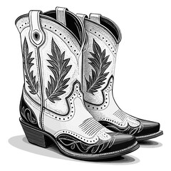 Vector Illustration of Cowboy Cowgirl Boots isolated on white