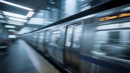 Blurred Motion of a Subway Train at the Station