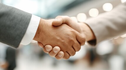 Business handshake in modern office