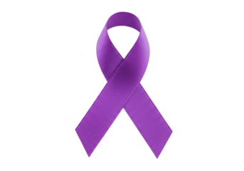 A single purple awareness ribbon isolated on a transparent background