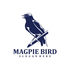 Magpie Bird logo design vector. Silhouette Magpie Bird Template Illustration