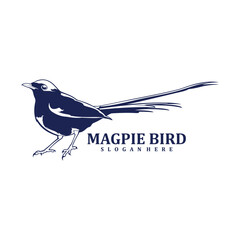 Magpie Bird logo design vector. Silhouette Magpie Bird Template Illustration