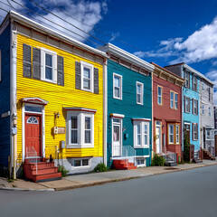 Colorful houses representing local architecture in st. John's, newfoundland, canada