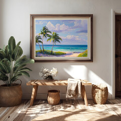 Tropical seascape painting adding a touch of paradise to home decor