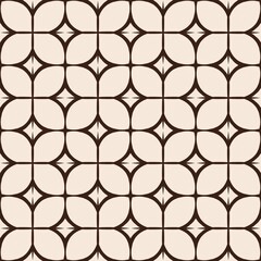 Fototapeta premium Abstract seamless pattern featuring a retro blue geometric honeycomb grid of circles and hexagons, perfect for modern wallpaper or decorative tile illustration design texture