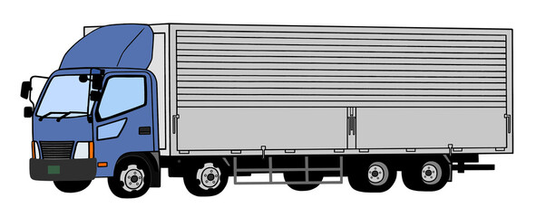 大型トラックのイラスト ｰ  ブルー系