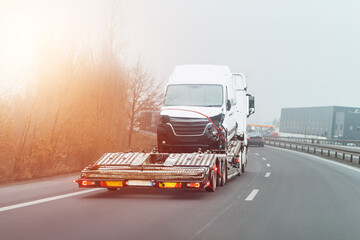Tow truck providing roadside assistance after crash