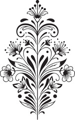Simple floral line art, symmetrical divider with stylized leaves and petals, Adobe Illustrator Artwork