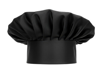 A black chefs hat, a symbol of culinary expertise, isolated on a transparent background