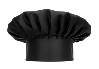 A black chefs hat, a symbol of culinary expertise, isolated on a transparent background