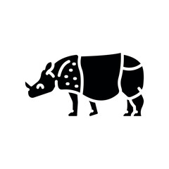 Indian rhinoceros black flat icon for digital and print projects.