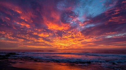 Dramatic sunset over ocean