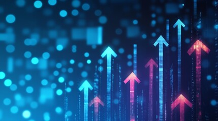 Abstract Backdrop with Ascending Arrows Illustrating Business Growth, Progress, and Success Trends
