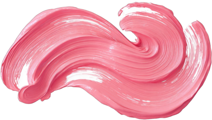 An abstract image of swirling, pink paint strokes, creating a dynamic, fluid form against a black background.  The paint has a glossy, textured appearance